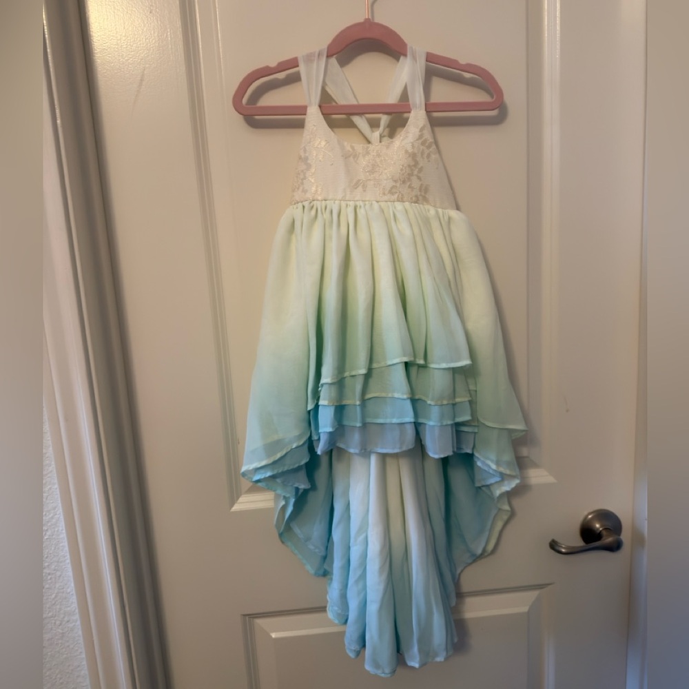 2T Pleiades sea glass chiffon high low dress